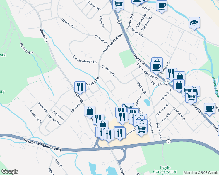 map of restaurants, bars, coffee shops, grocery stores, and more near 62 Rodiman Avenue in Fitchburg