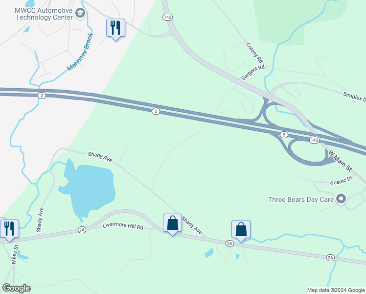 map of restaurants, bars, coffee shops, grocery stores, and more near 23 Sunset Road in Westminster