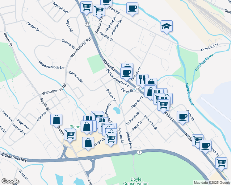 map of restaurants, bars, coffee shops, grocery stores, and more near 104 Abbott Avenue in Fitchburg