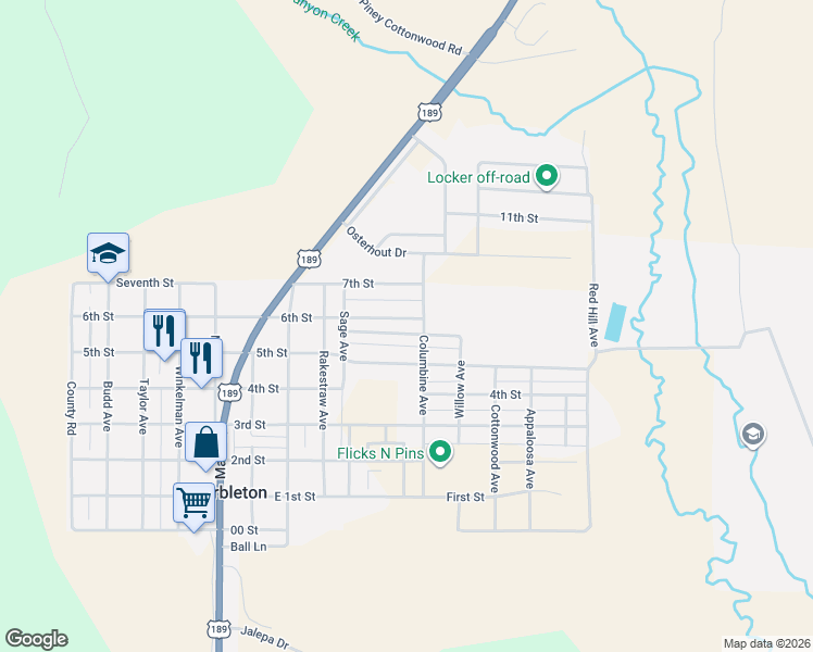 map of restaurants, bars, coffee shops, grocery stores, and more near 410 Kenneth Street in Big Piney