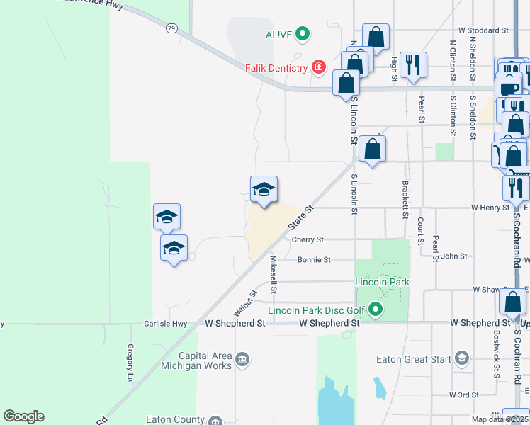 map of restaurants, bars, coffee shops, grocery stores, and more near 378 State Street in Charlotte