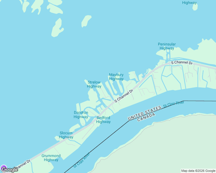map of restaurants, bars, coffee shops, grocery stores, and more near 8327 Lagoon Street in Harsens Island