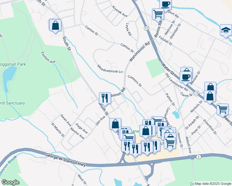 map of restaurants, bars, coffee shops, grocery stores, and more near 12 Valdalia Avenue in Fitchburg