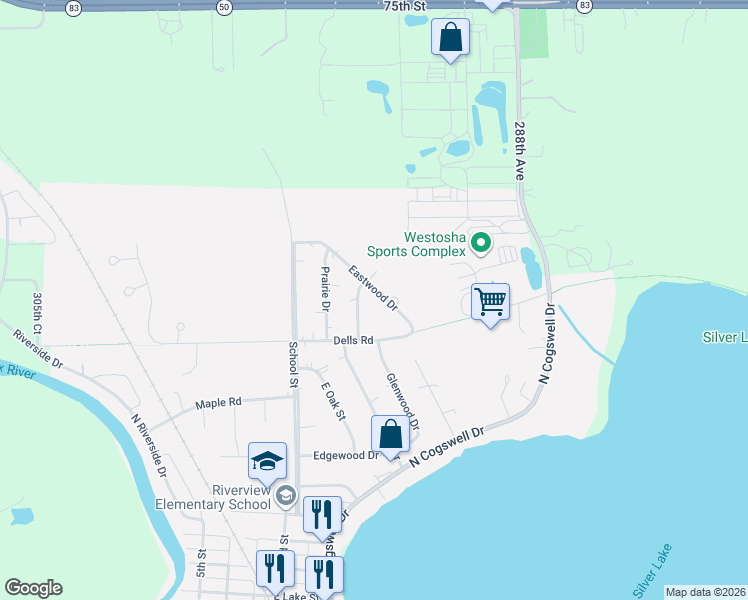 map of restaurants, bars, coffee shops, grocery stores, and more near 1092 Eastwood Drive in Silver Lake