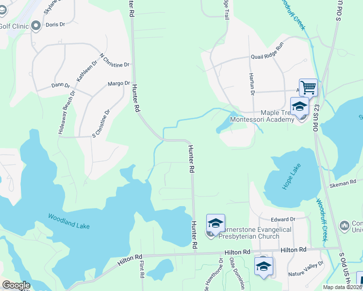 map of restaurants, bars, coffee shops, grocery stores, and more near 2969 Hunter Road in Brighton