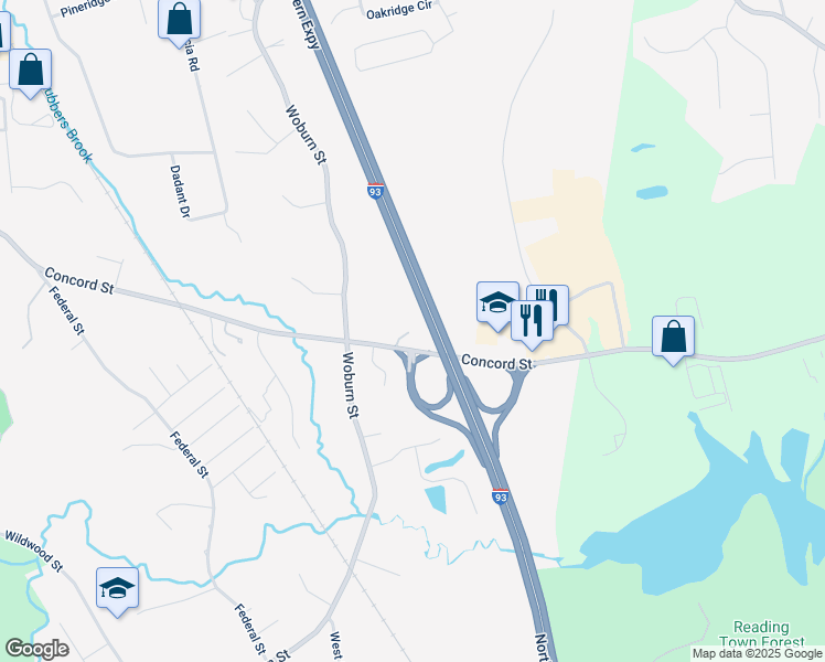 map of restaurants, bars, coffee shops, grocery stores, and more near 36 Concord Street in Wilmington