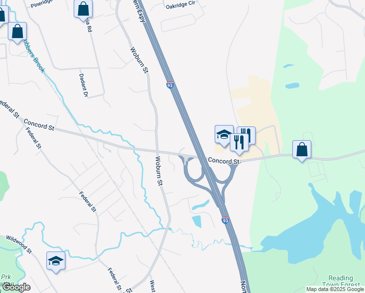 map of restaurants, bars, coffee shops, grocery stores, and more near 36 Concord Street in Wilmington