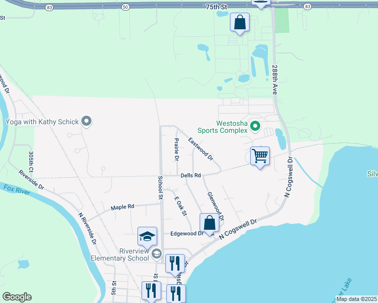map of restaurants, bars, coffee shops, grocery stores, and more near 1095 Meadow Drive in Silver Lake