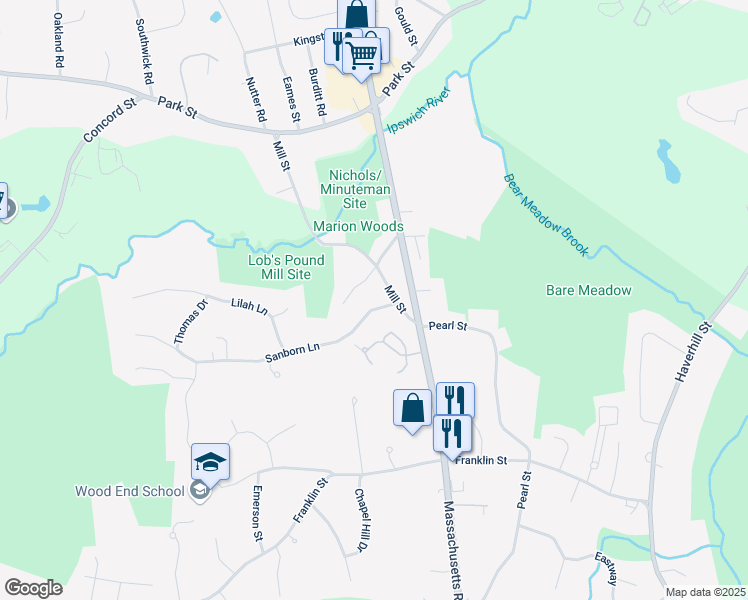 map of restaurants, bars, coffee shops, grocery stores, and more near 34 Mill Street in Reading