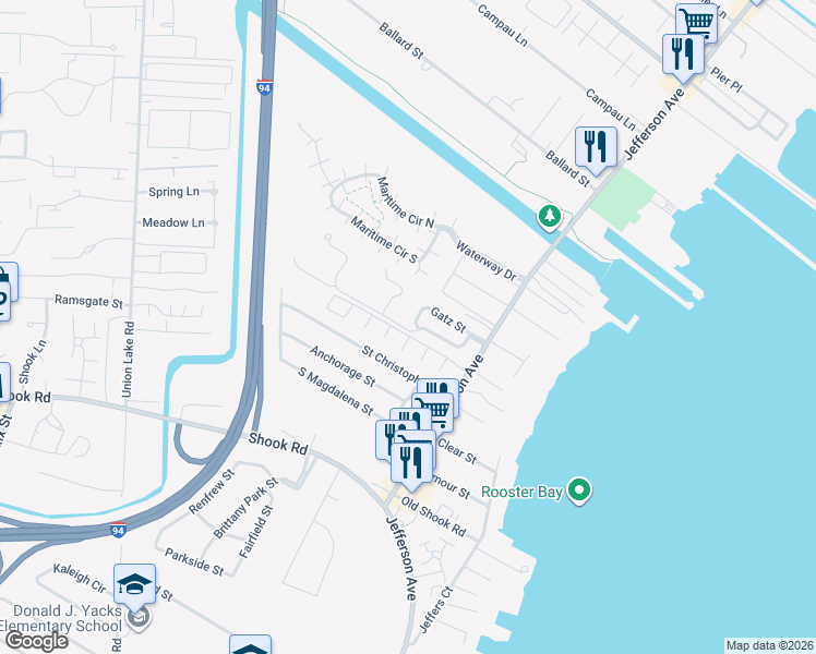 map of restaurants, bars, coffee shops, grocery stores, and more near 25879 Ashby Drive in Harrison Township