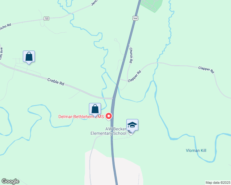 map of restaurants, bars, coffee shops, grocery stores, and more near 1083 Route 9W in Selkirk