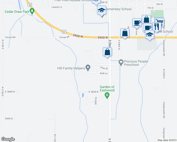 map of restaurants, bars, coffee shops, grocery stores, and more near 806 Kelli Lane in Filer