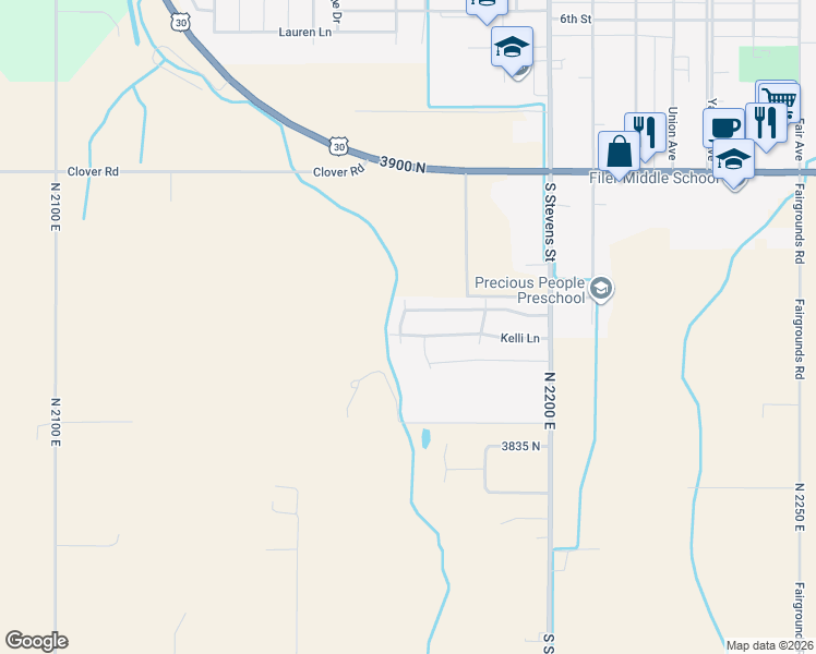 map of restaurants, bars, coffee shops, grocery stores, and more near 816 Kelli Lane in Filer