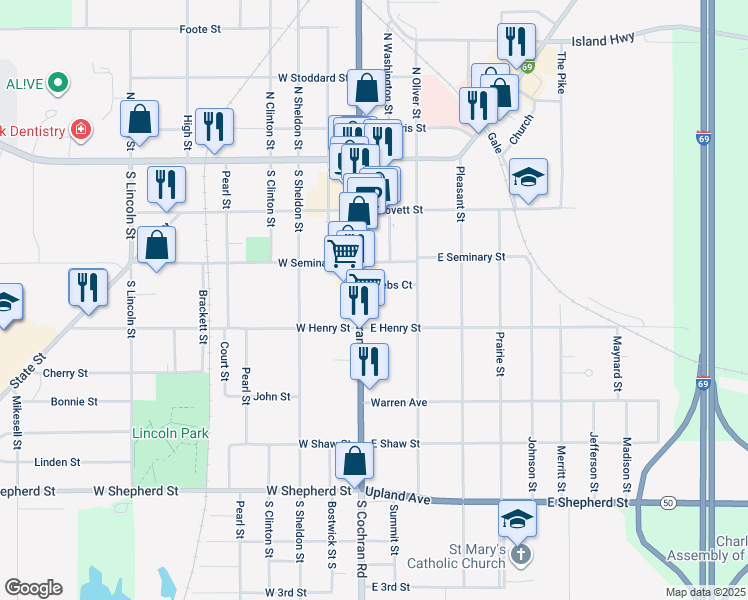 map of restaurants, bars, coffee shops, grocery stores, and more near 337 South Cochran Avenue in Charlotte