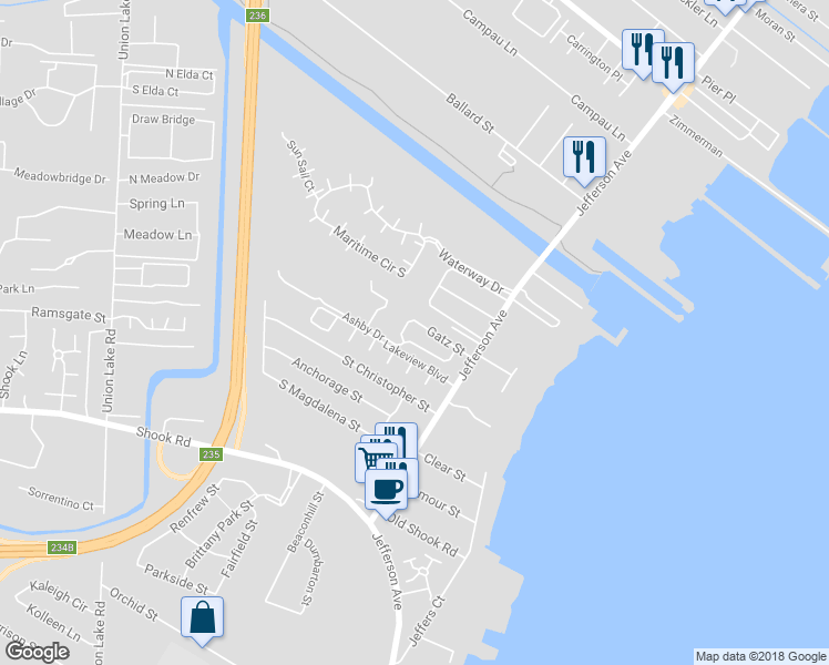 map of restaurants, bars, coffee shops, grocery stores, and more near 25780 Gatz Street in Harrison Township