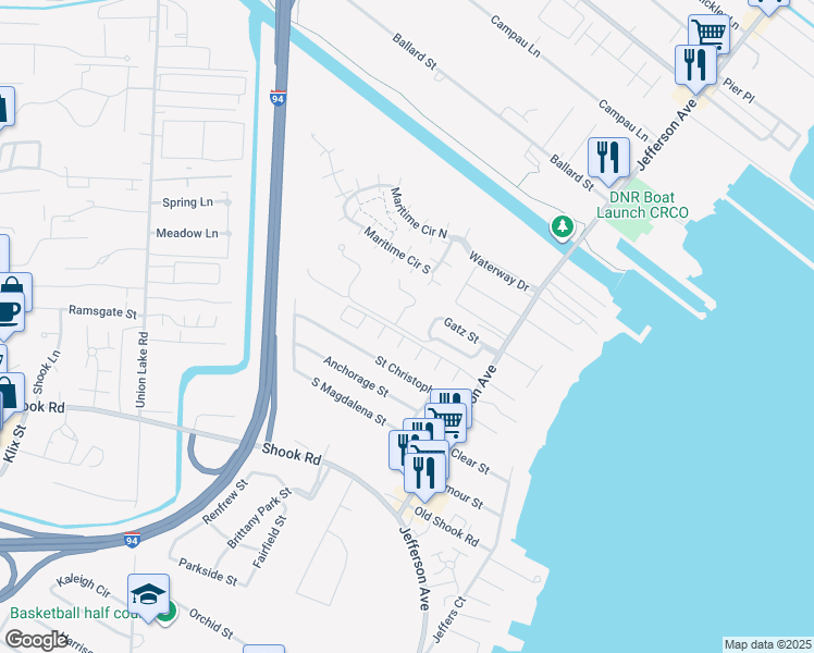 map of restaurants, bars, coffee shops, grocery stores, and more near 25855 Ashby Drive in Harrison Township