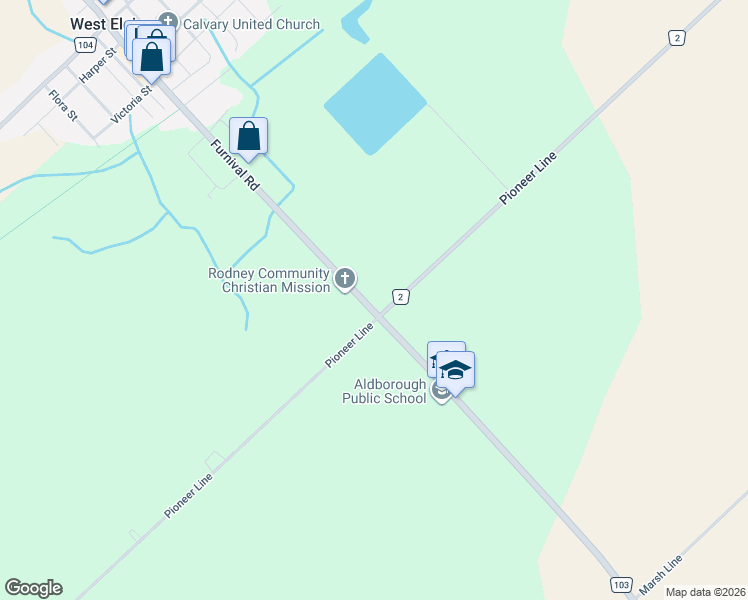 map of restaurants, bars, coffee shops, grocery stores, and more near 109 Furnival Road in Rodney