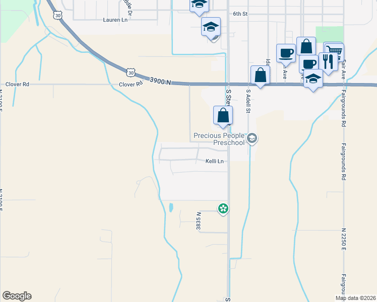map of restaurants, bars, coffee shops, grocery stores, and more near 806 Kelli Lane in Filer