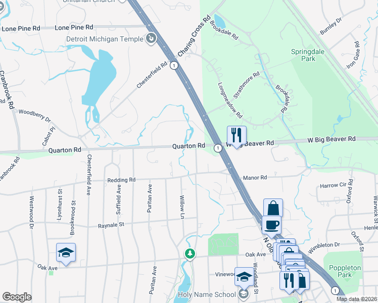 map of restaurants, bars, coffee shops, grocery stores, and more near 1578 Lakeside Drive in Birmingham