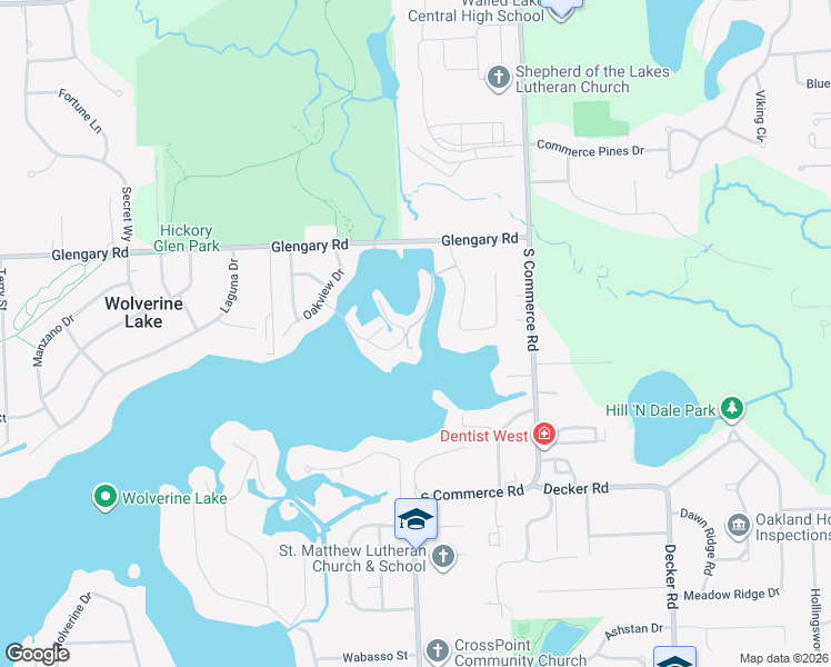 map of restaurants, bars, coffee shops, grocery stores, and more near 2585 Tampa Drive in Commerce Charter Township
