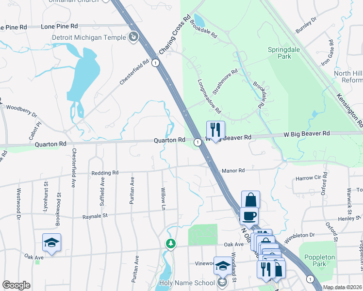 map of restaurants, bars, coffee shops, grocery stores, and more near 1578 Lakeside Drive in Birmingham
