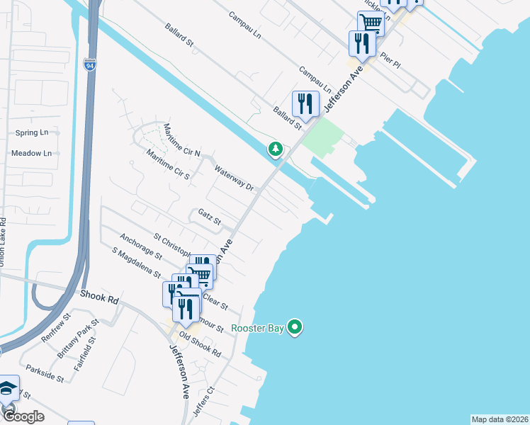 map of restaurants, bars, coffee shops, grocery stores, and more near 35878 Jefferson Avenue in Harrison Township