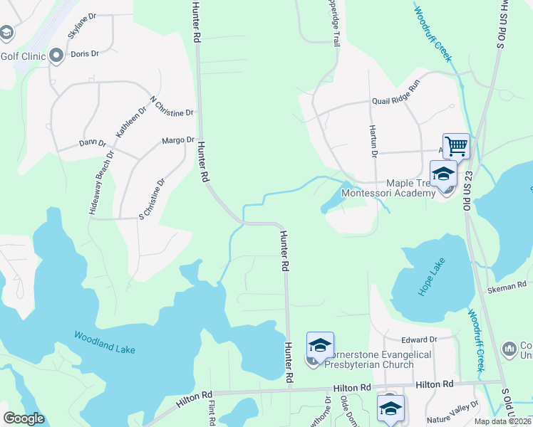map of restaurants, bars, coffee shops, grocery stores, and more near 2969 Hunter Road in Brighton
