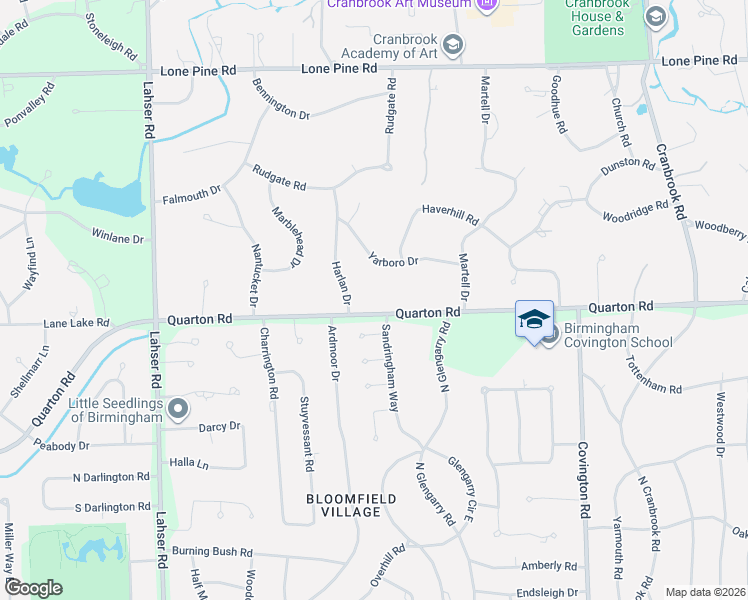 map of restaurants, bars, coffee shops, grocery stores, and more near 3030 Quarton Road in Bloomfield Hills