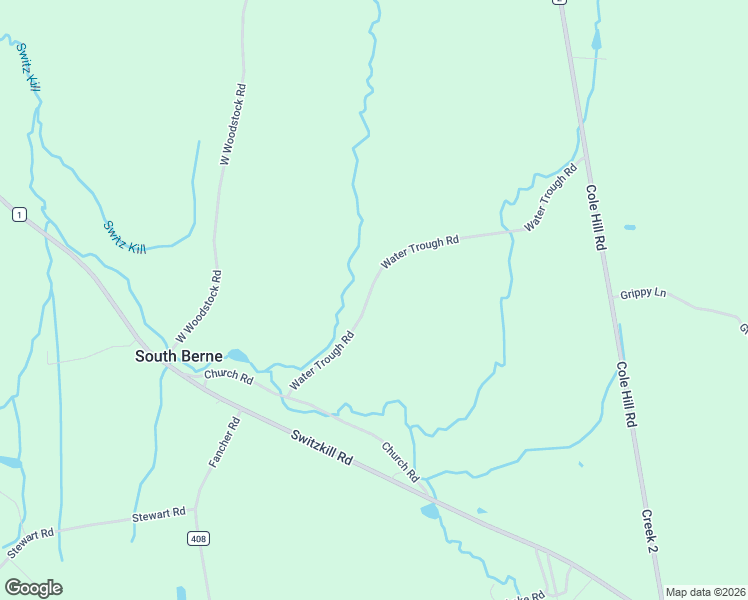 map of restaurants, bars, coffee shops, grocery stores, and more near 129 Water Trough Road in Berne