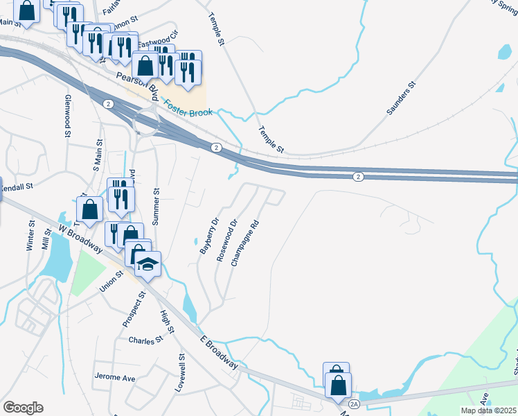 map of restaurants, bars, coffee shops, grocery stores, and more near 55 Sunrise Lane in Gardner