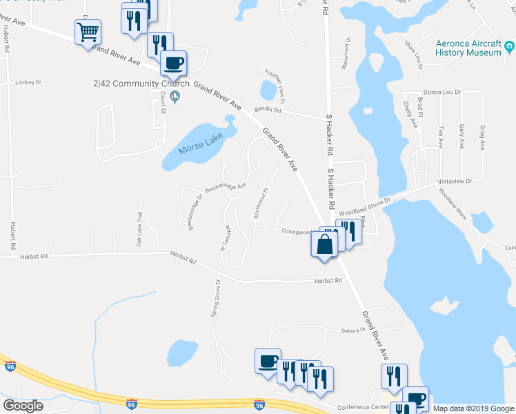 map of restaurants, bars, coffee shops, grocery stores, and more near 2701 Scottwood Place in Brighton