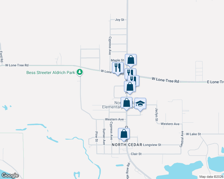 map of restaurants, bars, coffee shops, grocery stores, and more near 2716 Kennedy Avenue in Cedar Falls