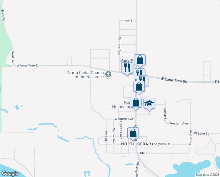 map of restaurants, bars, coffee shops, grocery stores, and more near 1128 West Lone Tree Road in Cedar Falls