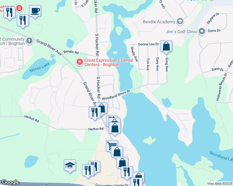 map of restaurants, bars, coffee shops, grocery stores, and more near 8190 Pine Ranch Drive in Brighton