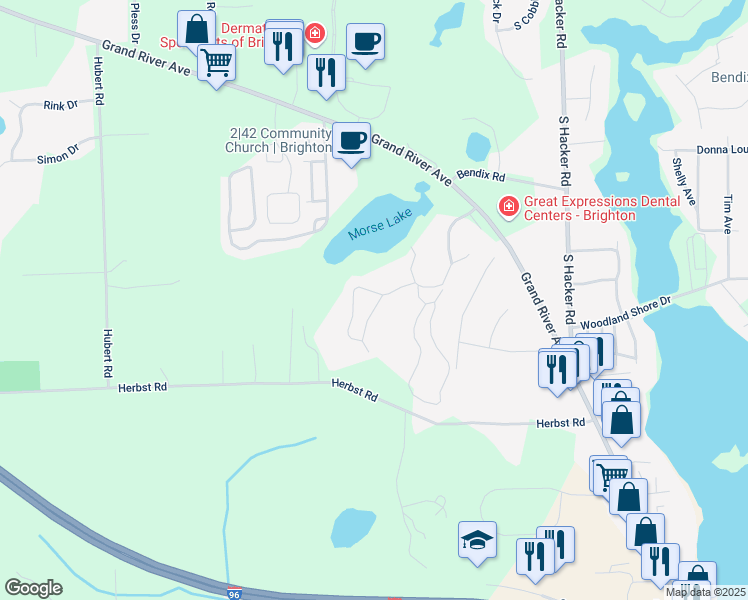 map of restaurants, bars, coffee shops, grocery stores, and more near 2874 Breckenridge Drive in Brighton