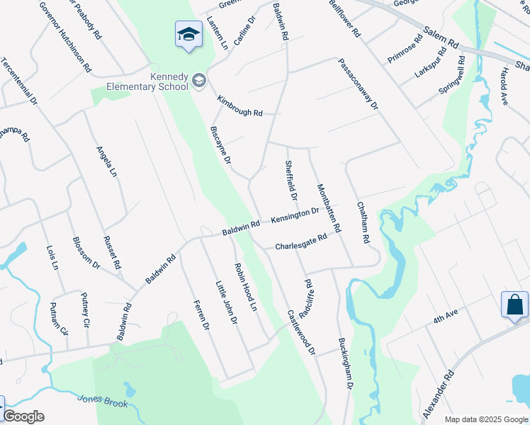 map of restaurants, bars, coffee shops, grocery stores, and more near 4 Kensington Drive in Billerica