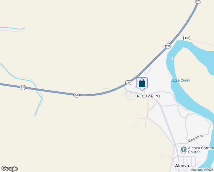 map of restaurants, bars, coffee shops, grocery stores, and more near 22850 Wyoming 220 in Alcova