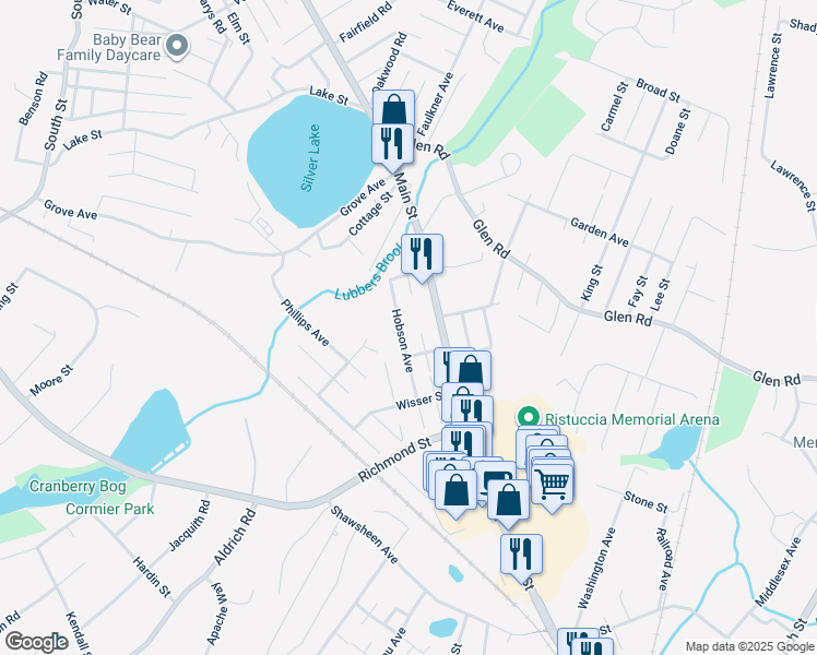 map of restaurants, bars, coffee shops, grocery stores, and more near 23 Hobson Avenue in Wilmington