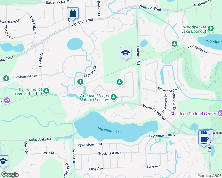 map of restaurants, bars, coffee shops, grocery stores, and more near 6594 Torybrooke Cir in West Bloomfield Township