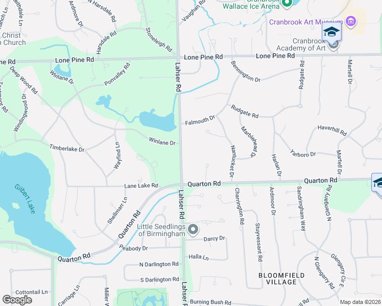 map of restaurants, bars, coffee shops, grocery stores, and more near 5427 Lahser Road in Bloomfield Hills