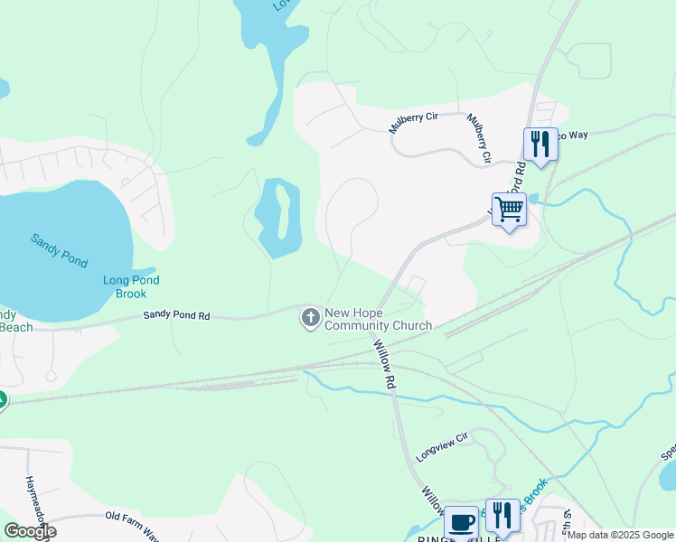 map of restaurants, bars, coffee shops, grocery stores, and more near 146 Sandy Pond Road in Ayer