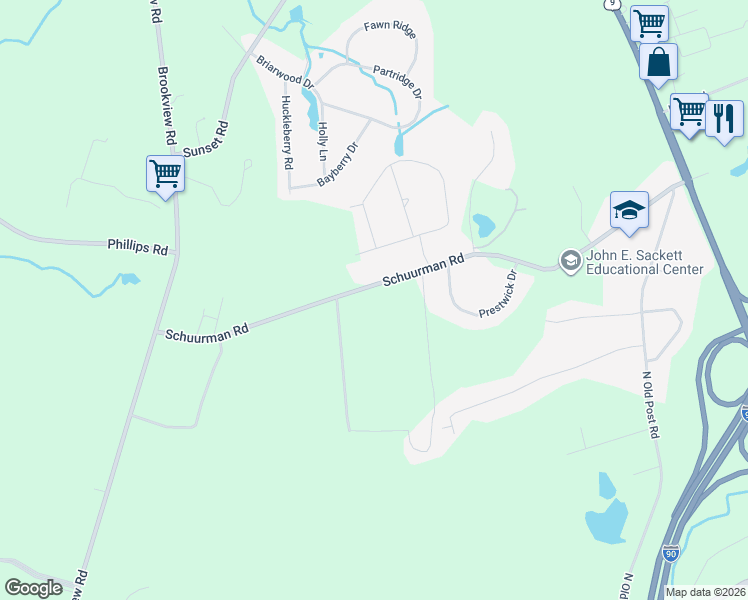 map of restaurants, bars, coffee shops, grocery stores, and more near 103 Schuurman Road in Castleton-on-Hudson