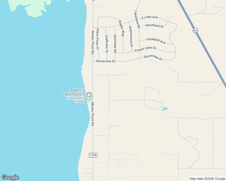 map of restaurants, bars, coffee shops, grocery stores, and more near 37111 Agency Lake Loop Road in Chiloquin