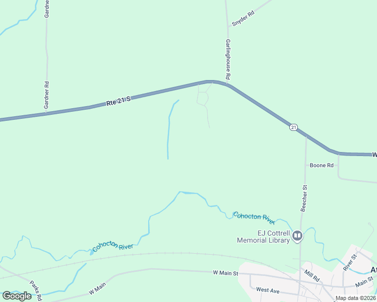 map of restaurants, bars, coffee shops, grocery stores, and more near 4044 State Route 21 in Wayland