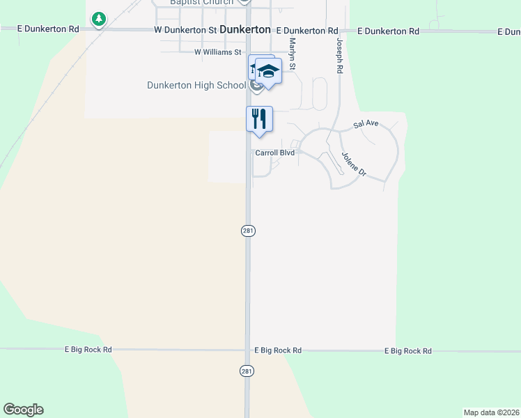 map of restaurants, bars, coffee shops, grocery stores, and more near 928 Robert Street in Dunkerton