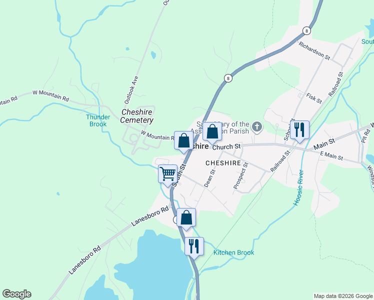 map of restaurants, bars, coffee shops, grocery stores, and more near in Cheshire