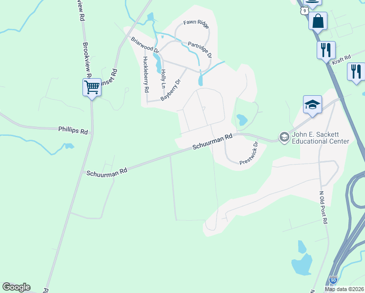 map of restaurants, bars, coffee shops, grocery stores, and more near 103 Schuurman Road in Castleton-on-Hudson