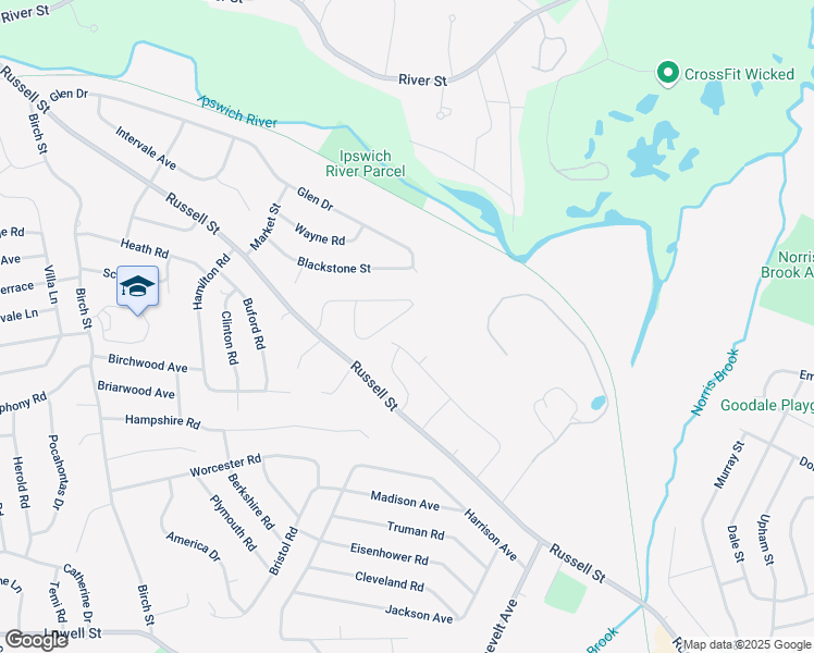 map of restaurants, bars, coffee shops, grocery stores, and more near 9 Wentworth Road in Peabody