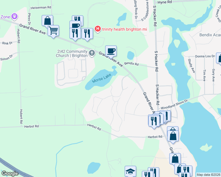 map of restaurants, bars, coffee shops, grocery stores, and more near 2771 Monte Vista in Brighton