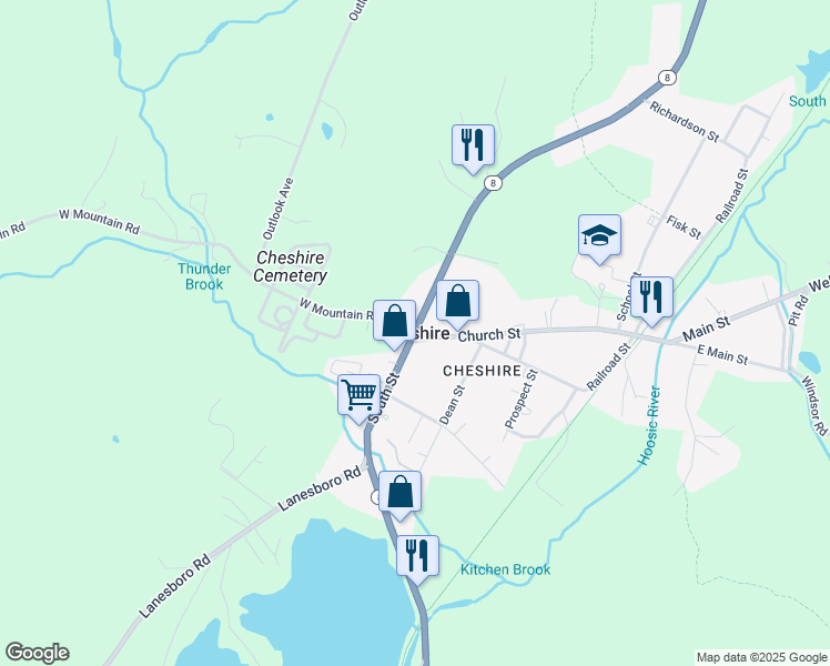 map of restaurants, bars, coffee shops, grocery stores, and more near in Cheshire